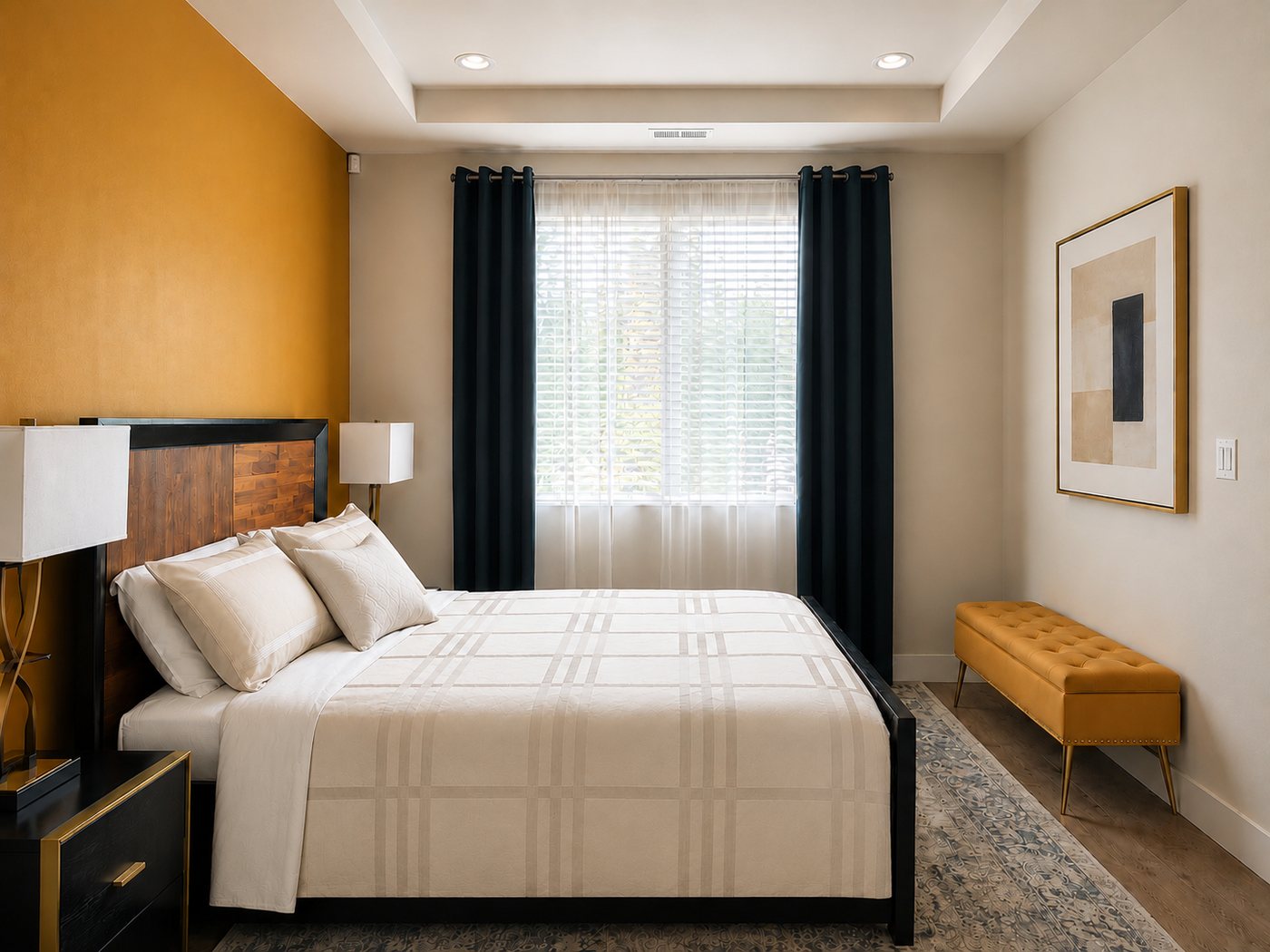 The Ochre Room, completed interior design project in Bellevue, WA